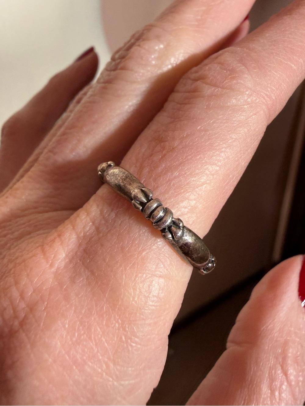 Vintage Sterling silver heavy solid southwestern modernist band ring size 9